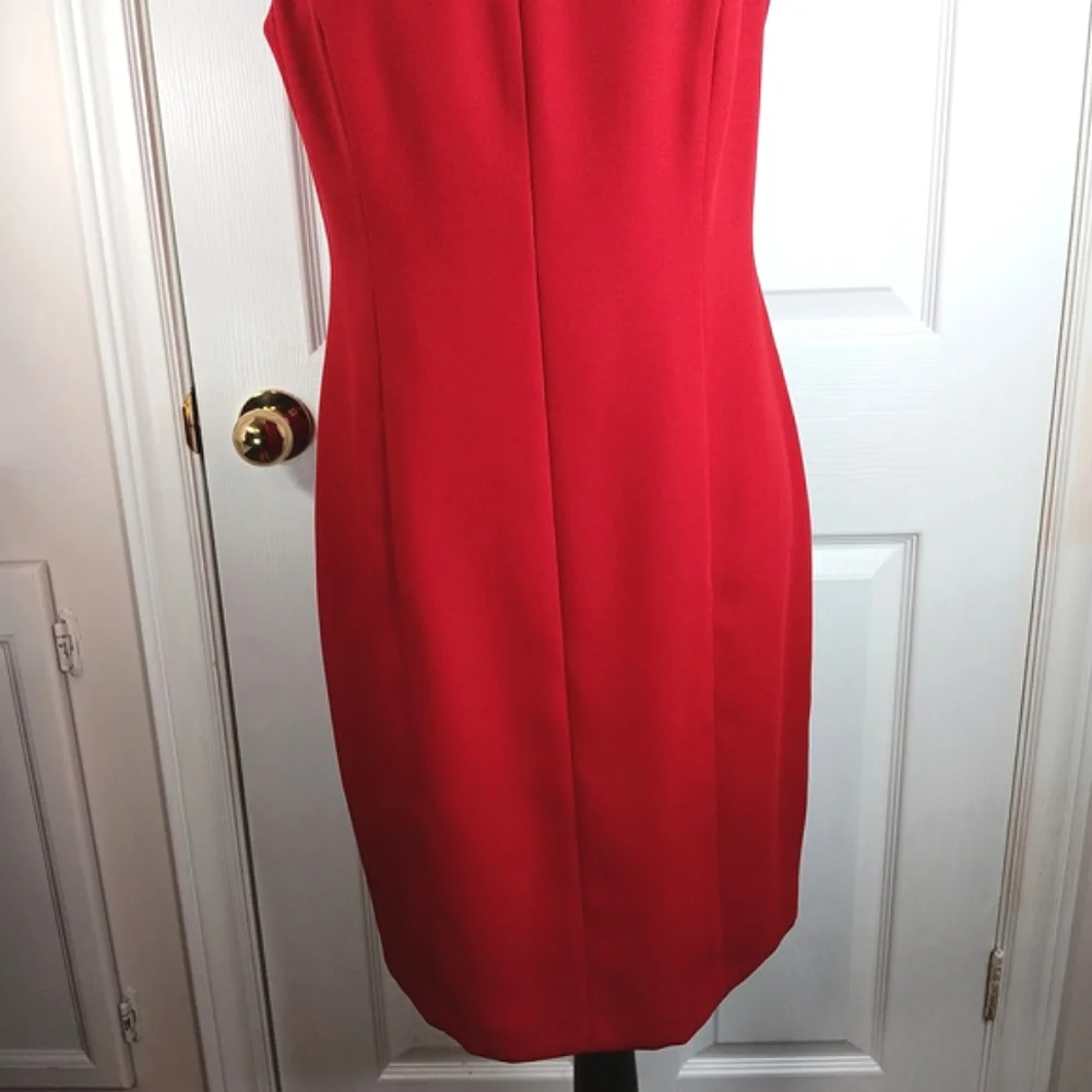 Petite Sophisticate Red Formal Midi Dress Size 8 With Bolero Jacket Wedding - Picture 12 of 16